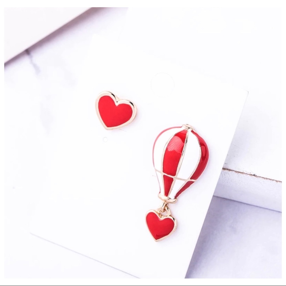 Hearts Hot Air Balloon Stud Earrings